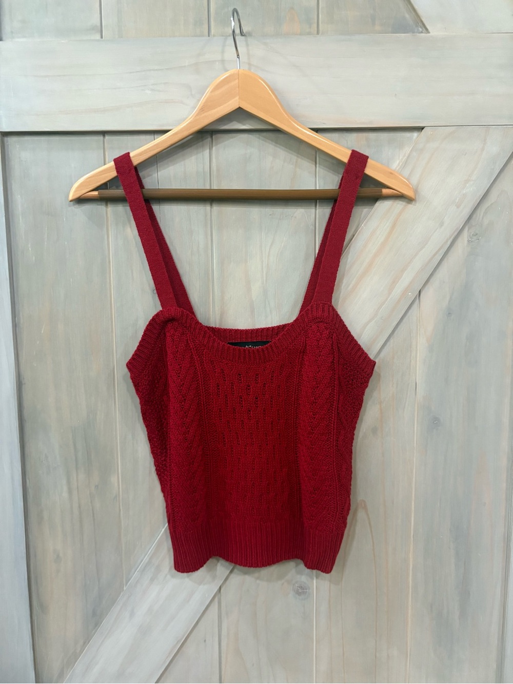 Crimson Red Cable-Knit Layered Mock-Neck Sweater Set - Picture 2 of 7